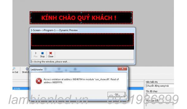 Sửa lỗi khi xem trước trong LEDSHOW.  phần mềm